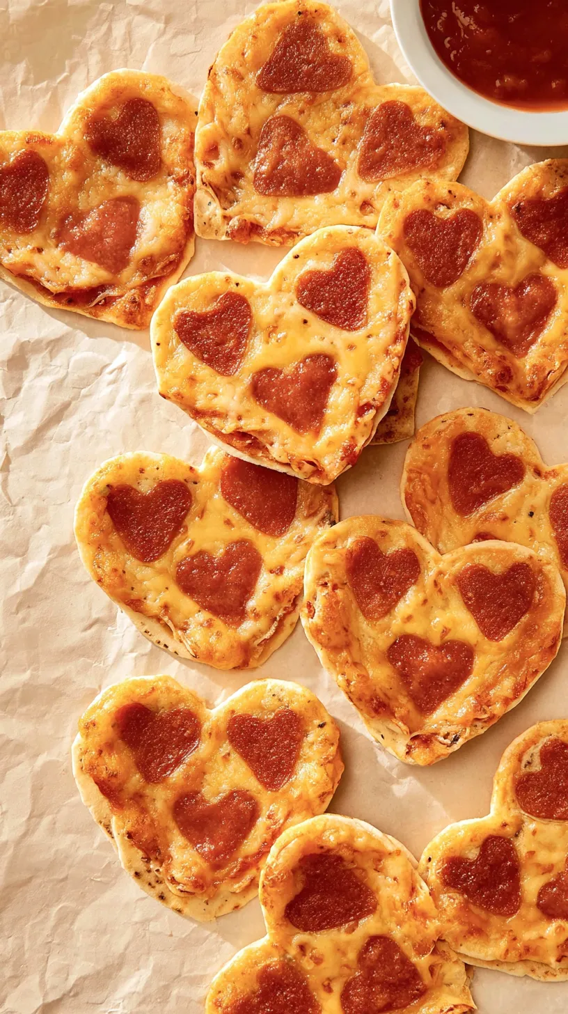 tortilla pizza, heart-shaped, heart pepperoni