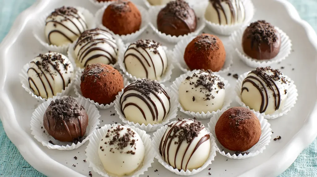 Oreo truffles on platter