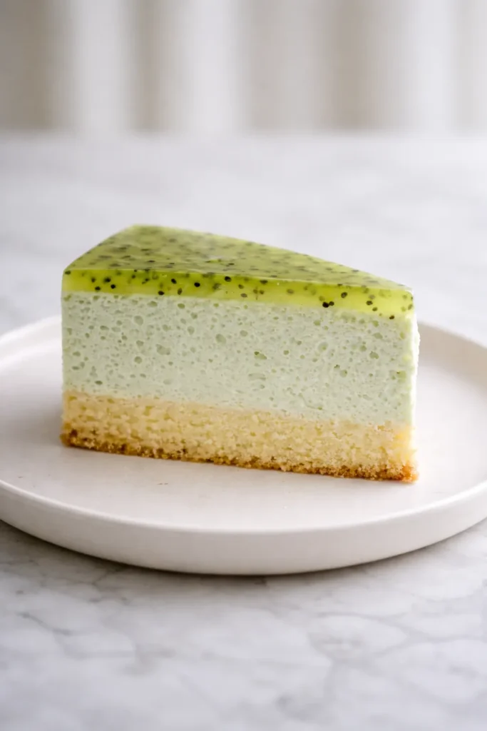 slice of kiwi mousse cake