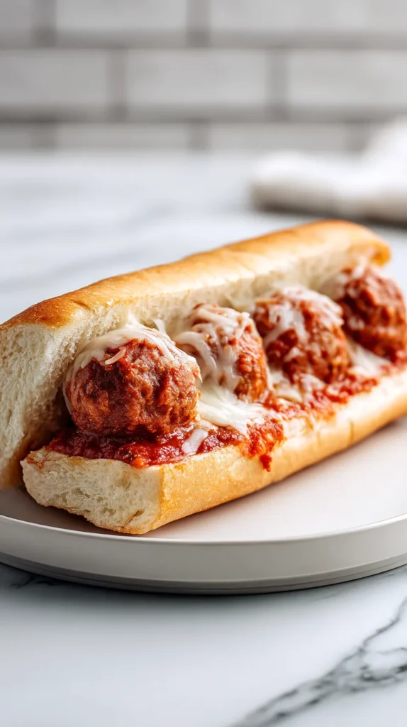 closeup image of a meatball sub