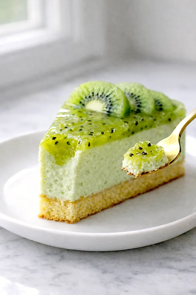 slice of kiwi mousse cake