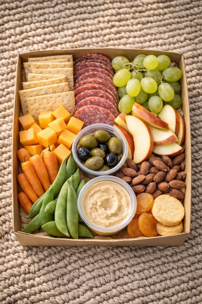 picnic food in a personalized grazing box