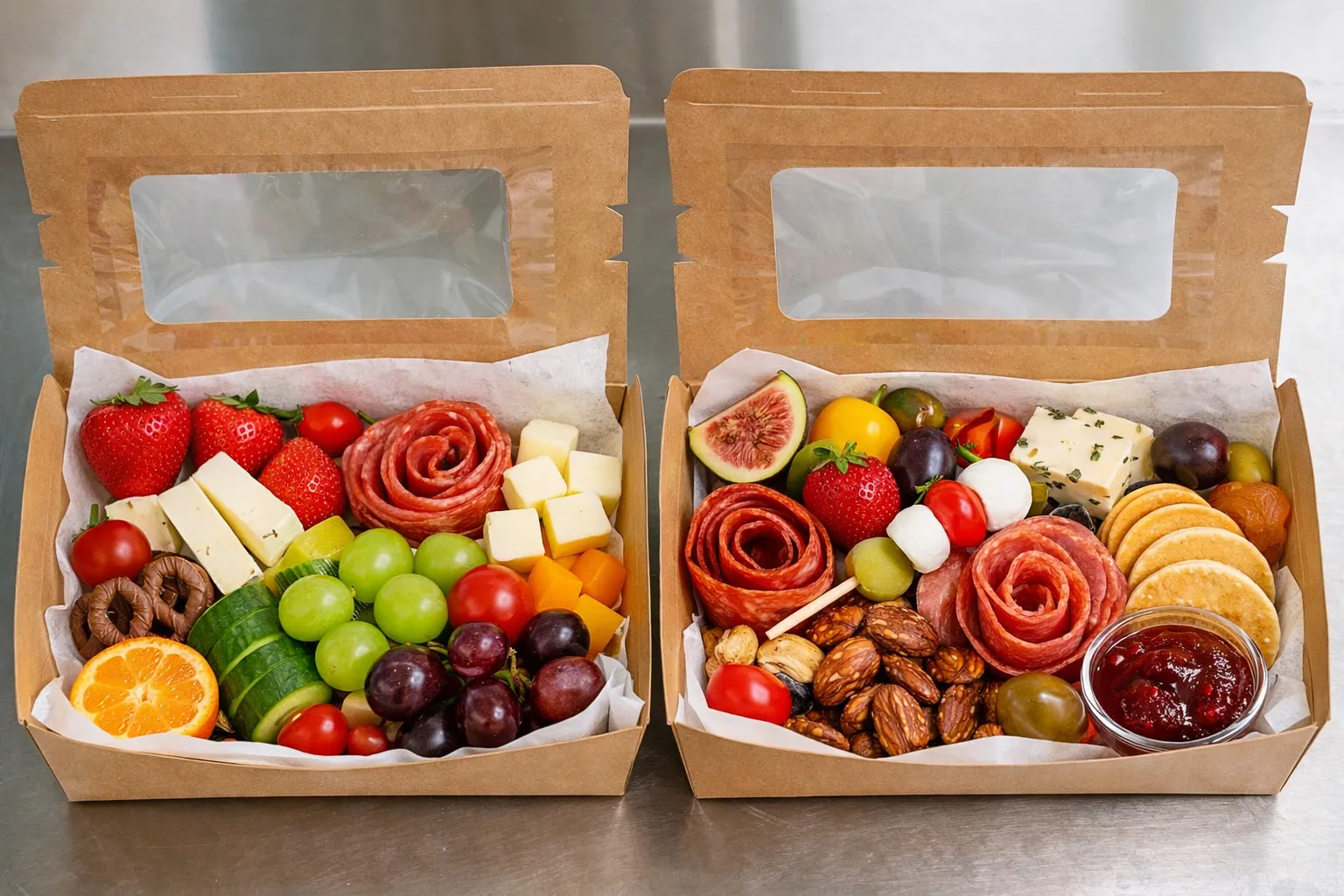 two mini grazing boxes for brunch