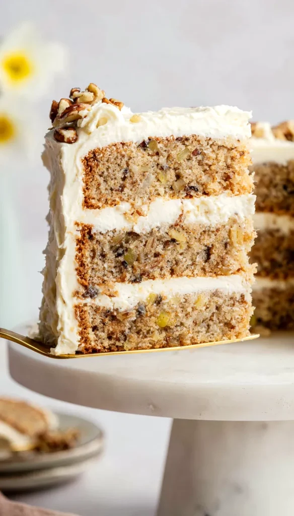 hummingbird cake three-layer cake slice