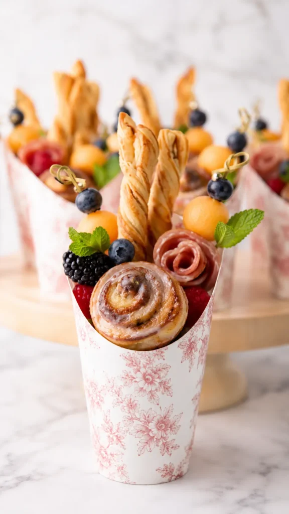 pink floral charcuterie cups