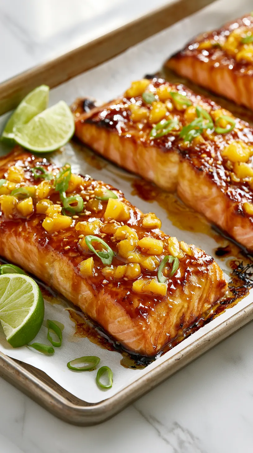 tray of mango teriyaki salmon